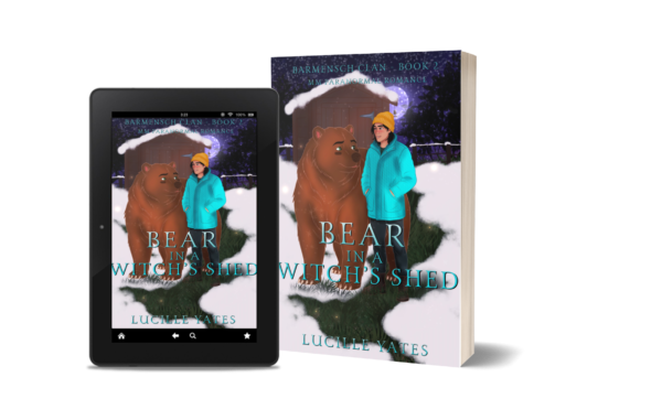 Bear in a Witch's Shed cover on Paperback and Tablet together.